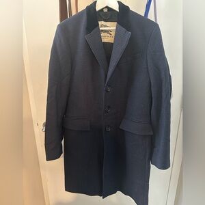 Burberry Dark Blue Wool/Cashmere Blend Coat